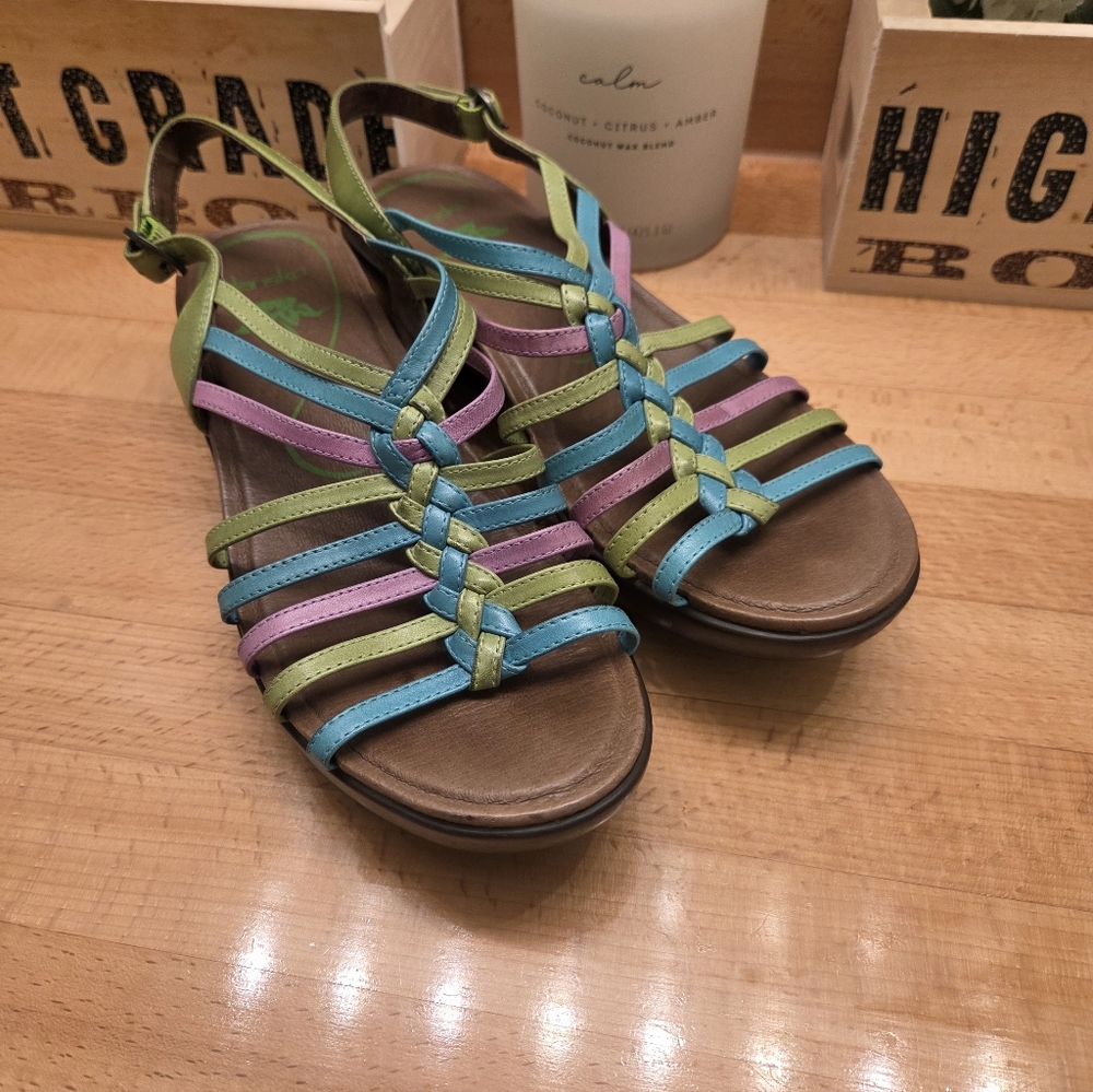 Dansko Dana Multicolored Leather Wedge Sandals Womens Size 40 - Picture 10 of 11